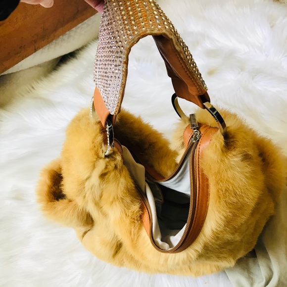 DX Touch Sheepskin with Rhinestones Hobo Bag - Picture 3 of 8